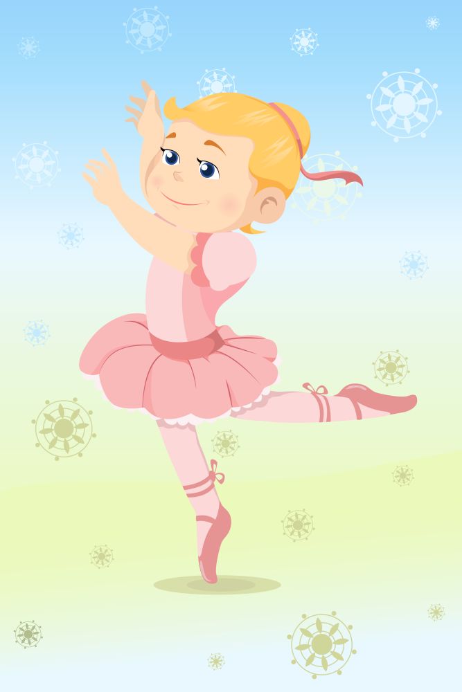 A vector illustration of a beautiful girl dressed as a ballerina