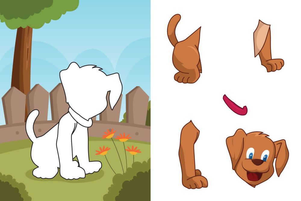 A vector illustration of dog puzzle
