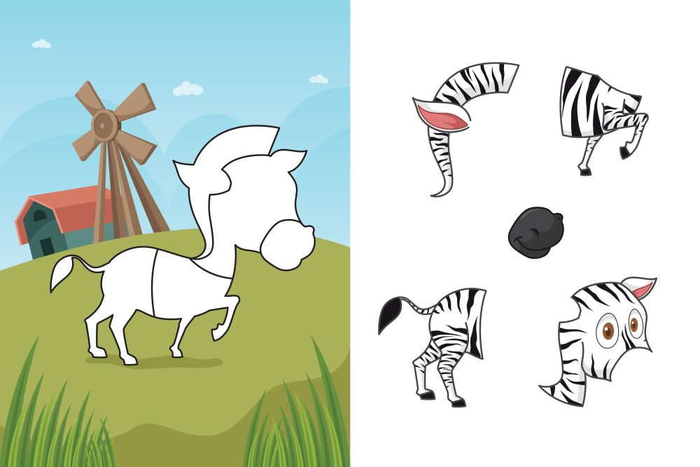 A vector illustration of zebra puzzle