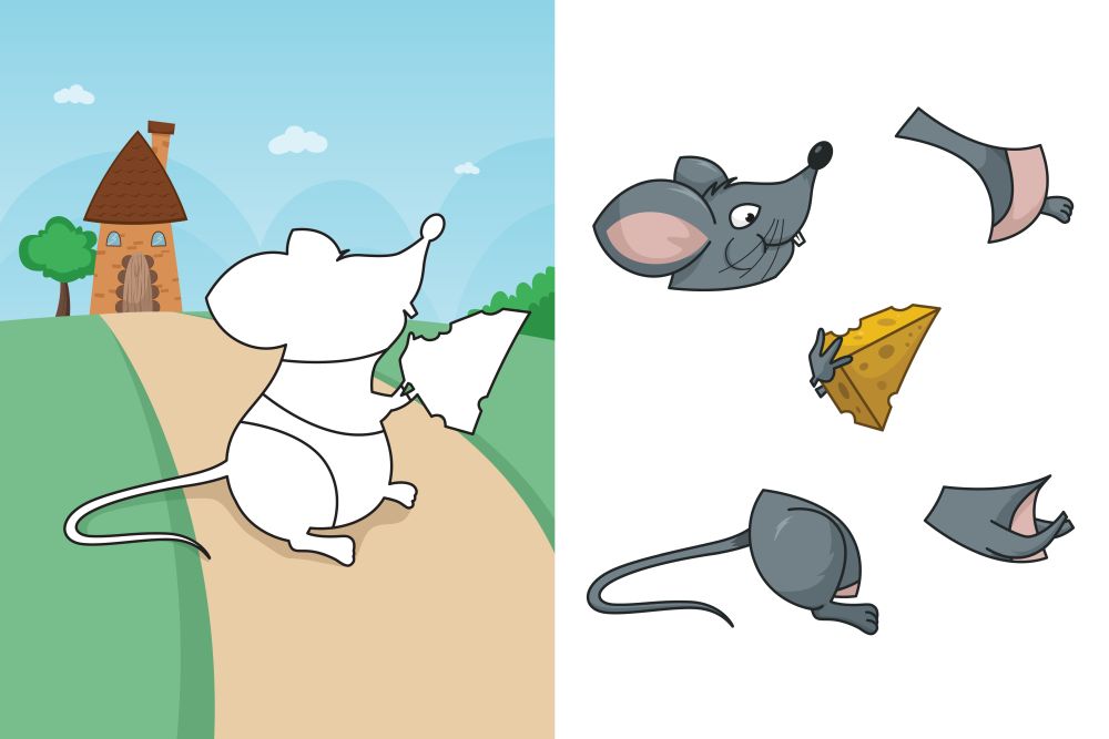A vector illustration of mouse puzzle