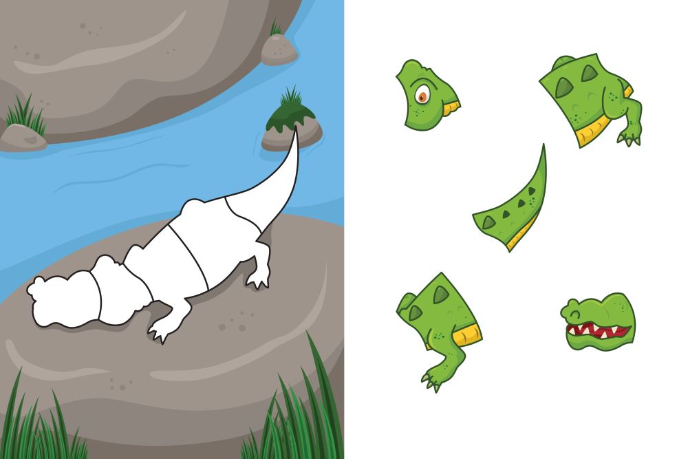 A vector illustration of crocodile puzzle