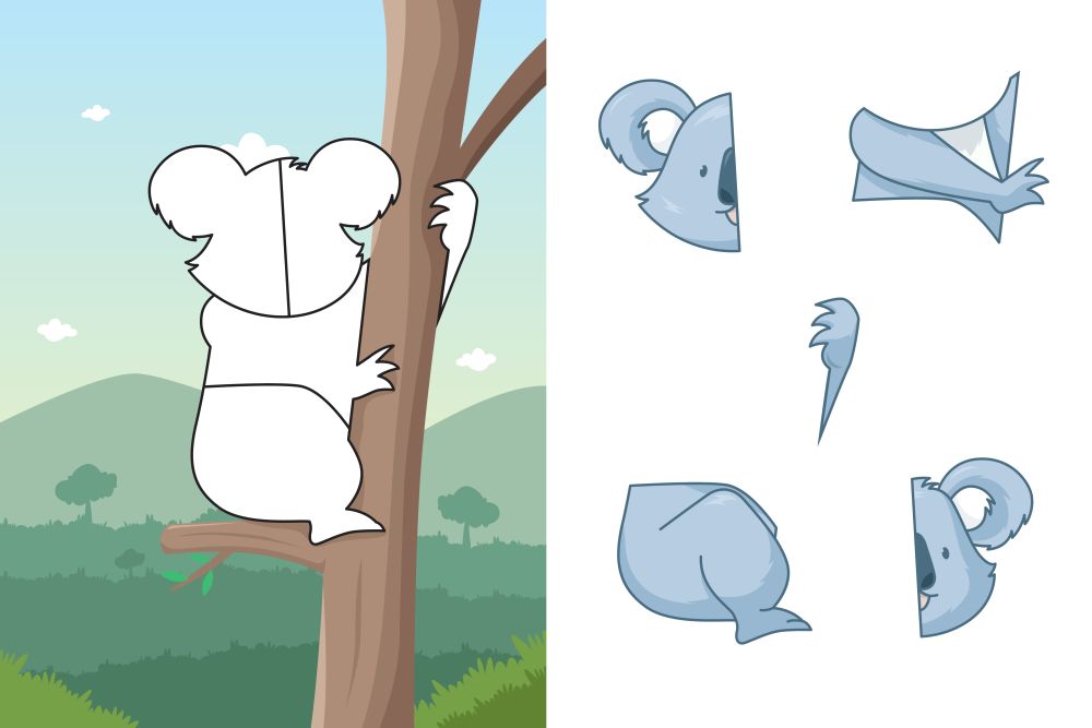 A vector illustration of koala puzzle