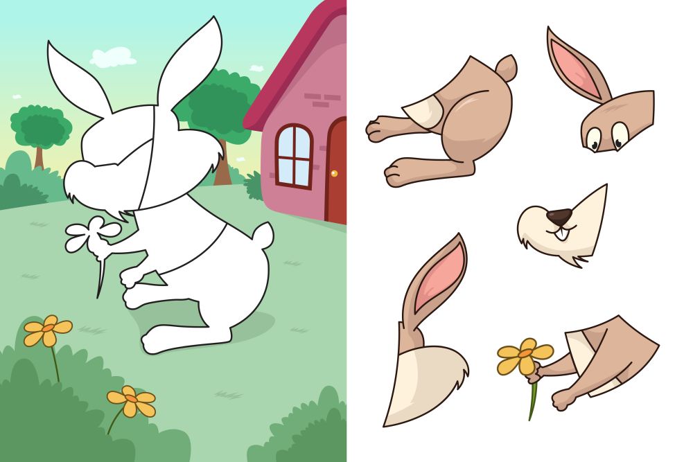 A vector illustration of rabbit puzzle