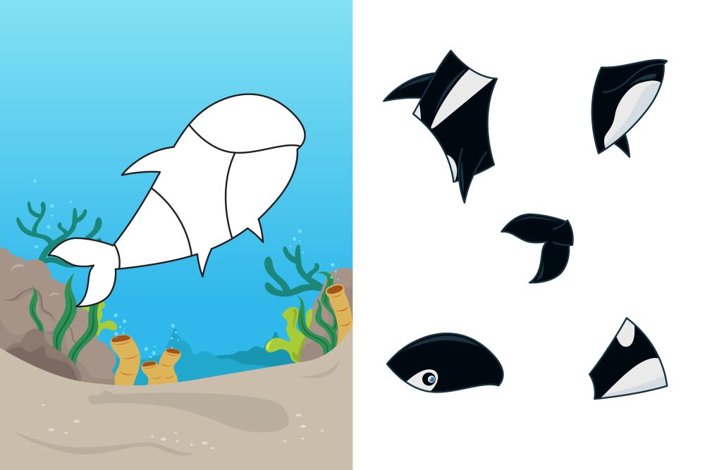 A vector illustration of whale puzzle