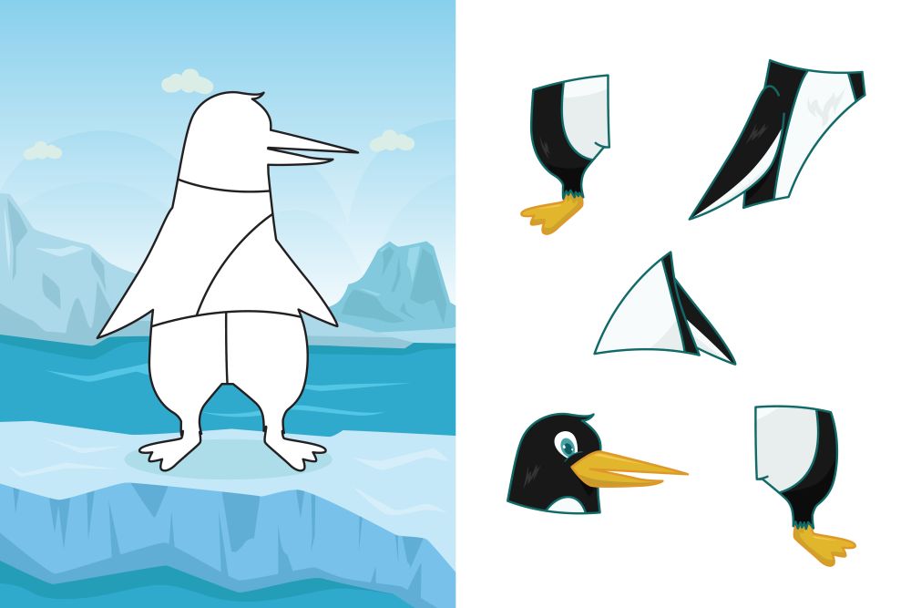 A vector illustration of penguin puzzle