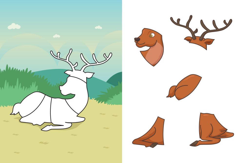 A vector illustration of deer puzzle