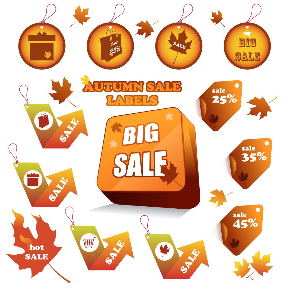 A vector illustration of  autumn sale label designs