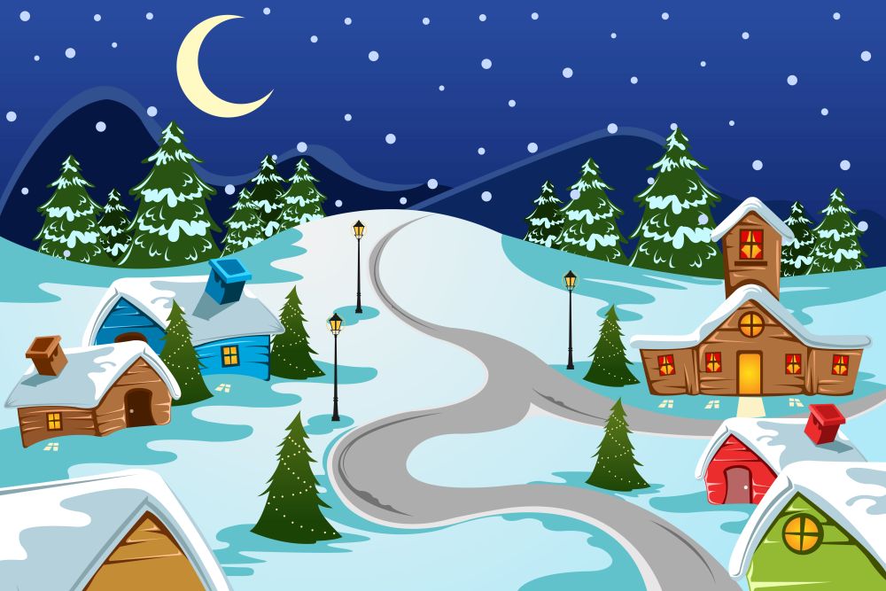 A vector illustration of winter village used for Christmas card