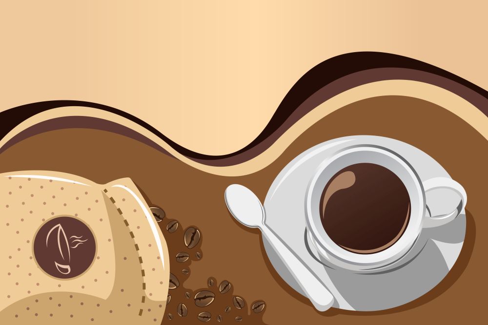 A vector illustration of coffee mug background with copyspace