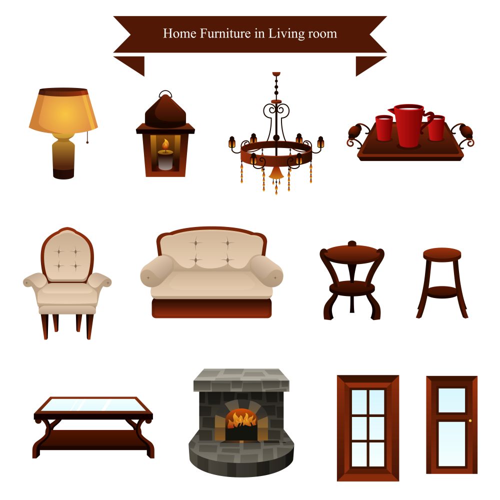 A vector illustration of furniture icons designs