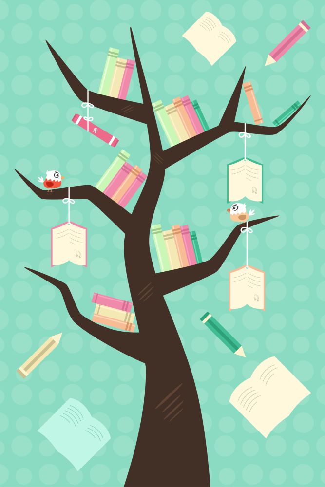 A vector illustration of a learning tree education concept