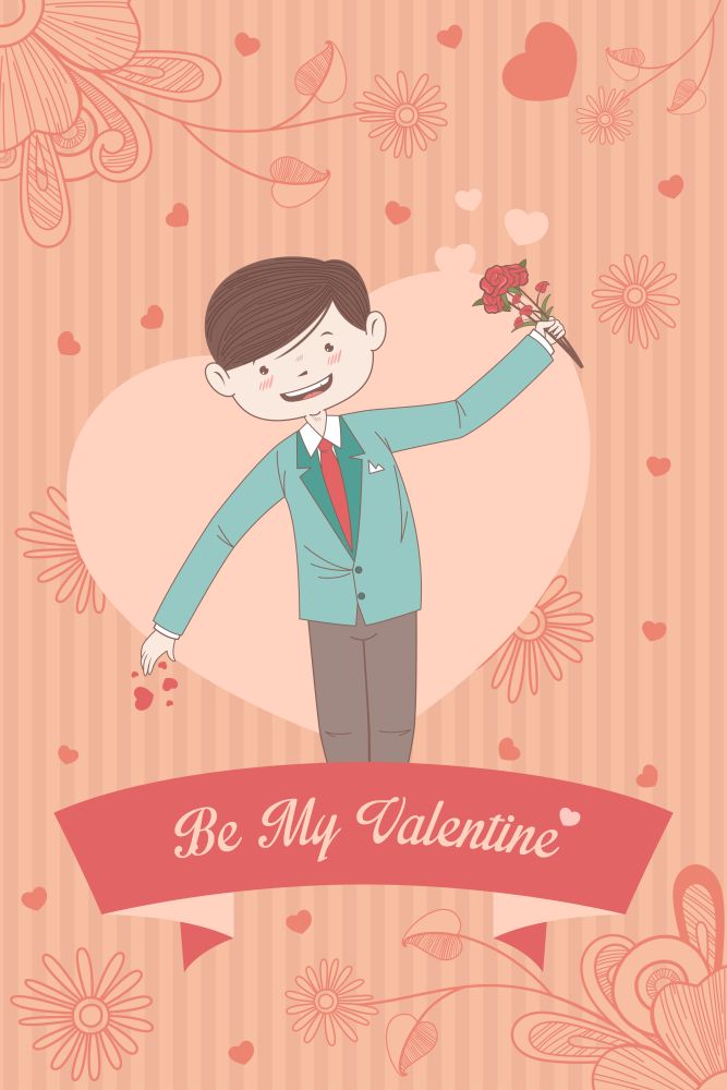 A vector illustration of Valentine card design with Be My Valentine words