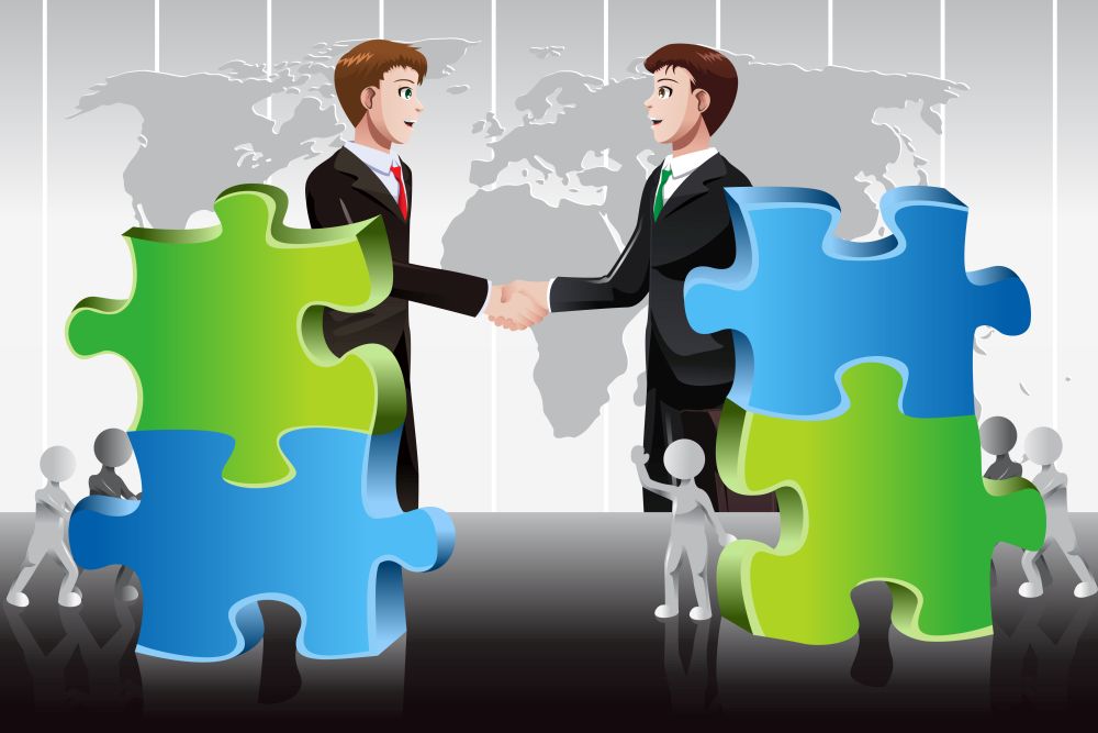 A vector illustration of business merger concept