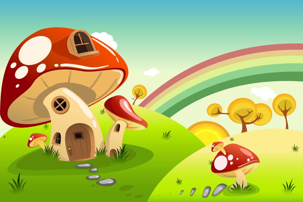 A vector illustration of mushroom fantasy house
