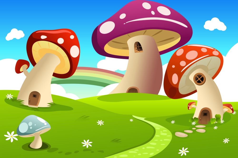 A vector illustration of mushroom fantasy house