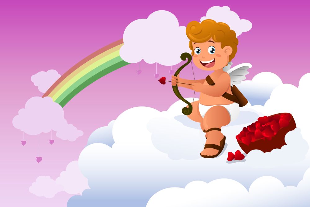 A vector illustration of cupid Valentine background