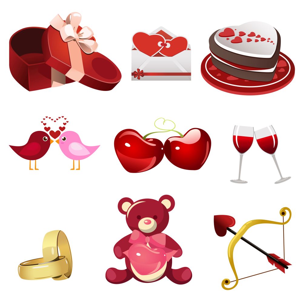 A vector illustration of valentine icon sets