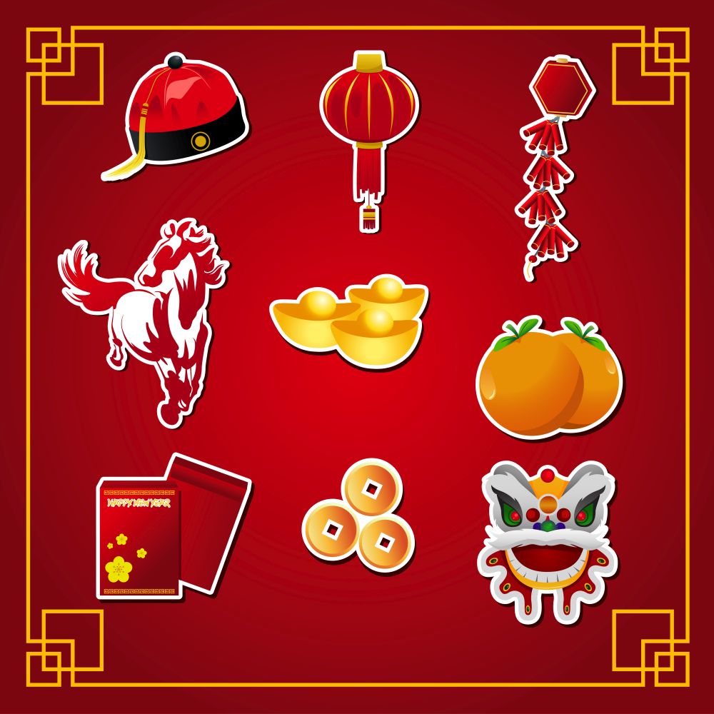 A vector illustration of Chinese new year  icon sets