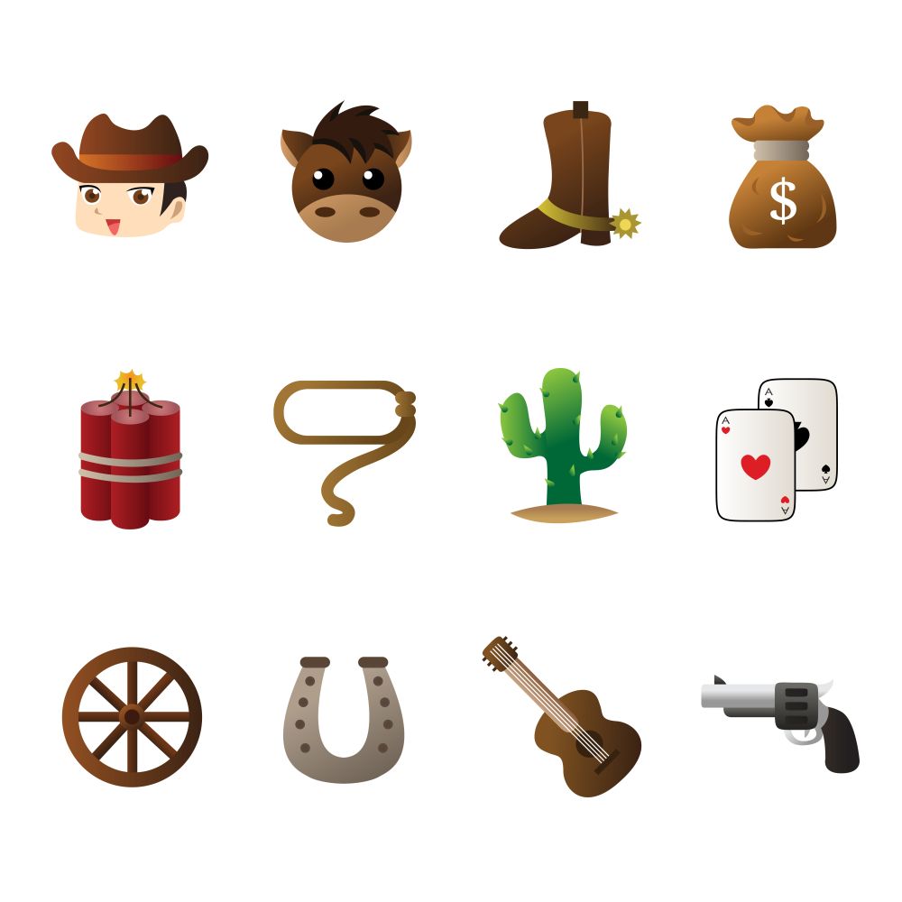 A vector illustration of cowboy icon sets