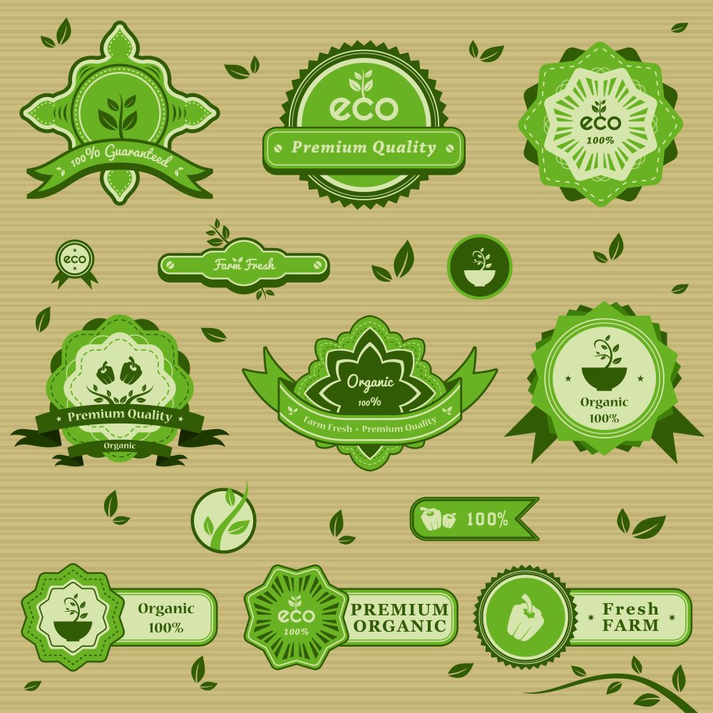 A vector illustration of organic label designs