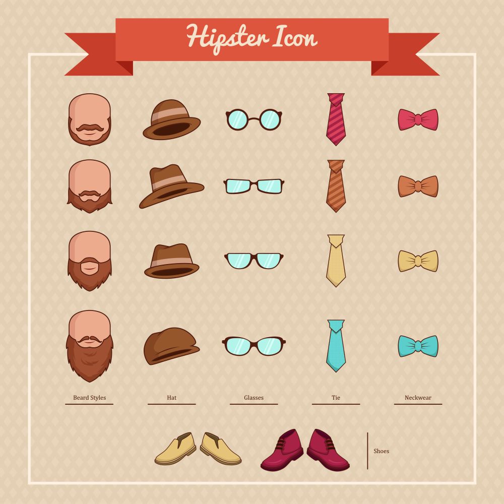 A vector illustration of hipsters icons