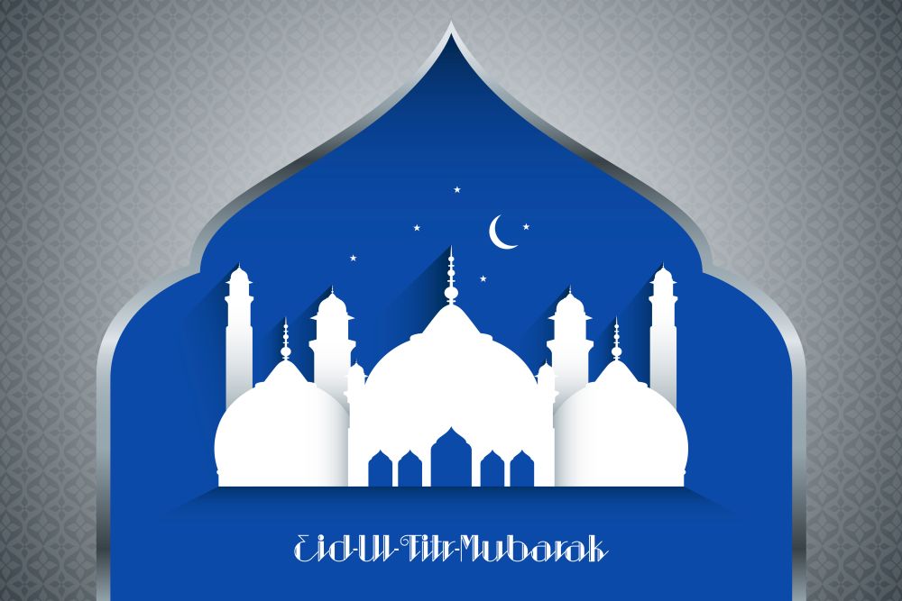 A vector illustration of Eid-Al-fitr greeting card design