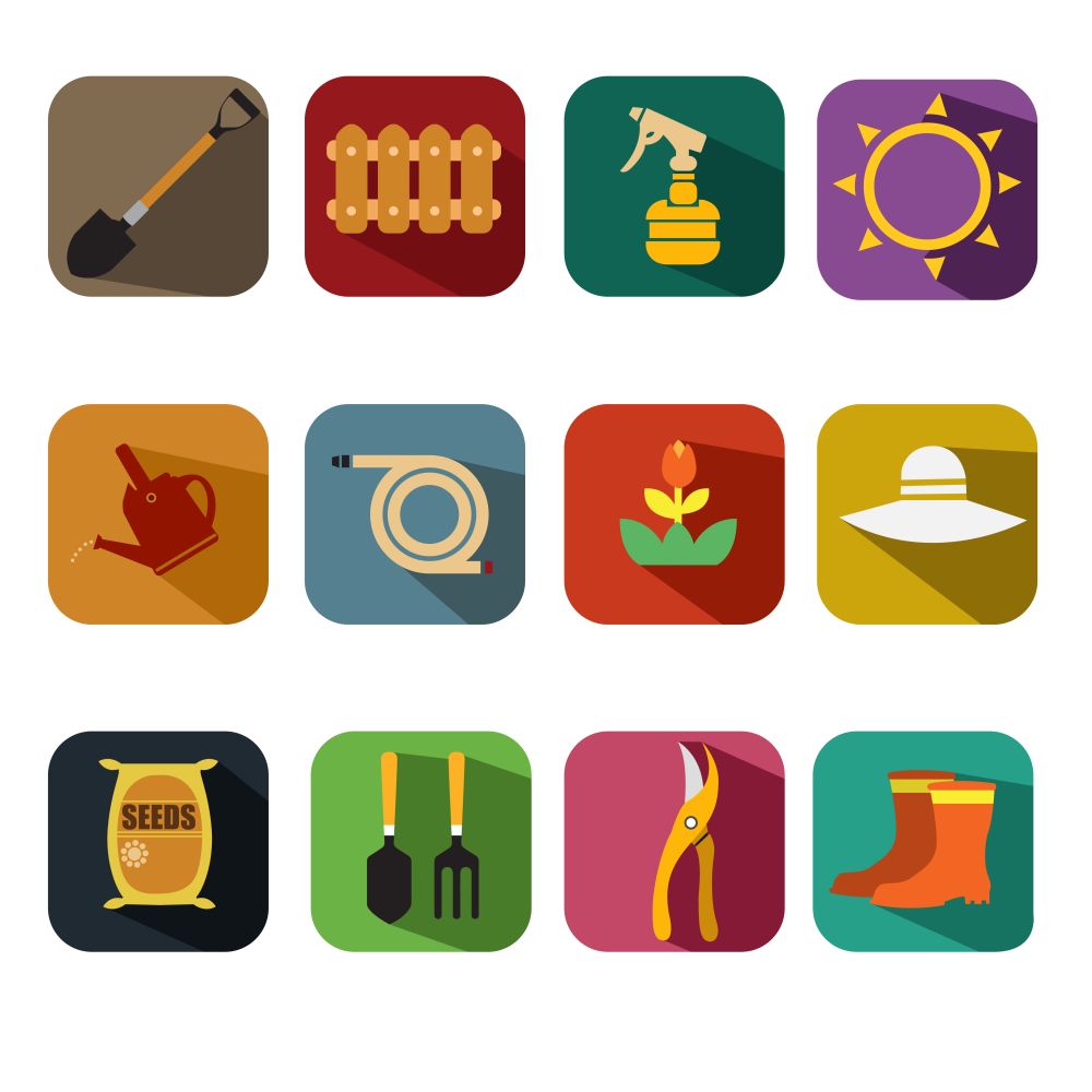 A vector illustration of gardening icon sets