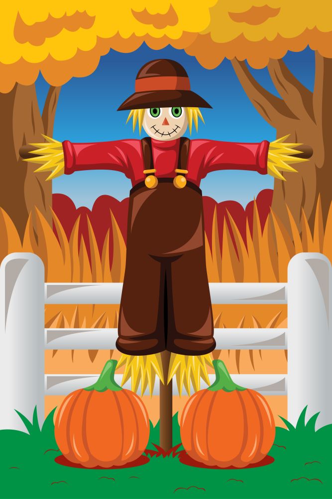A vector illustration of Scarecrow in the Fall season