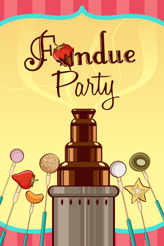 A vector illustration of fondue party invitation with copyspace