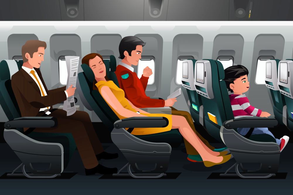 A vector illustration of airline passengers