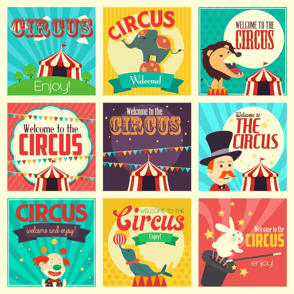 A vector illustration of circus icon sets