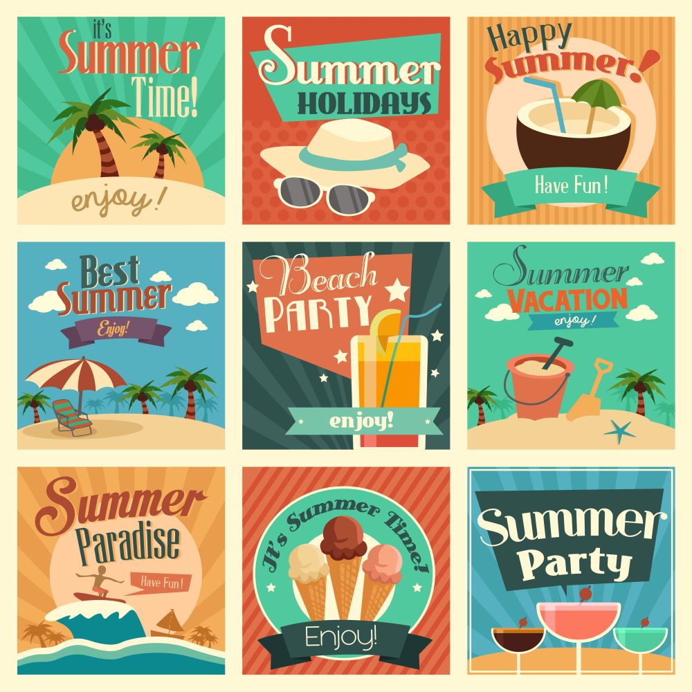 A vector illustration of summer icon sets