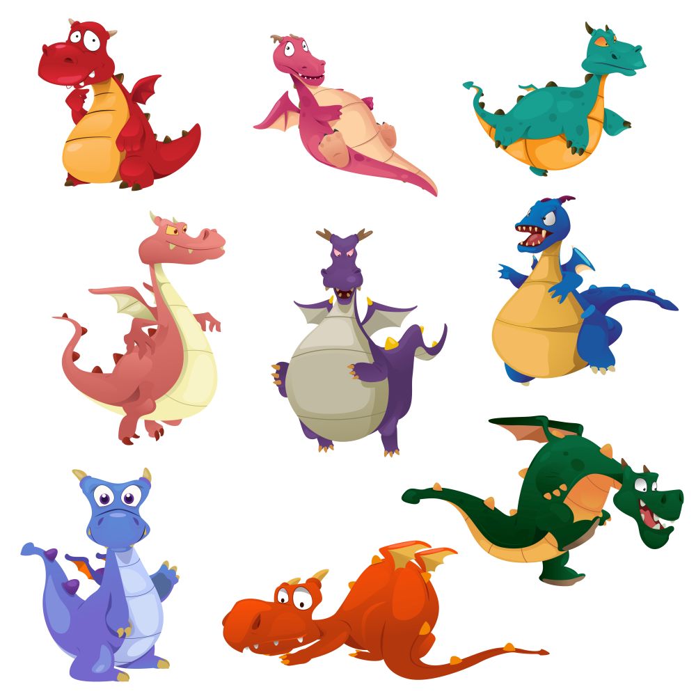 A vector illustration of Dragon icons