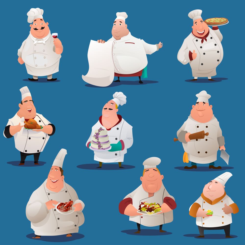 A vector illustration of Chef  characters