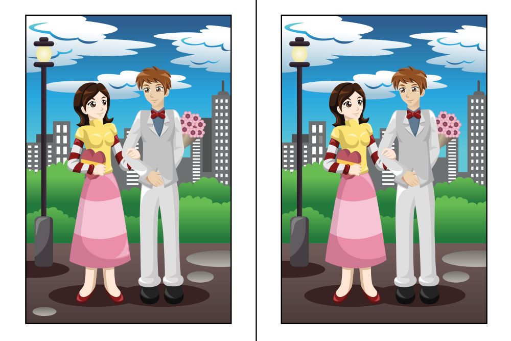A vector illustration of find  5 differences game