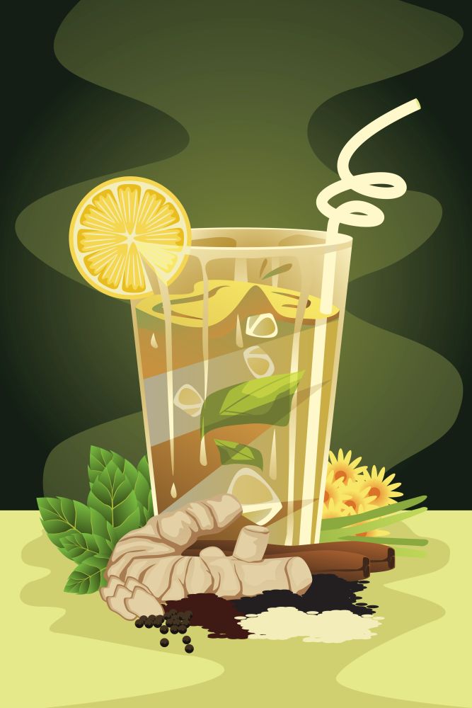 A vector illustration of herbal drink