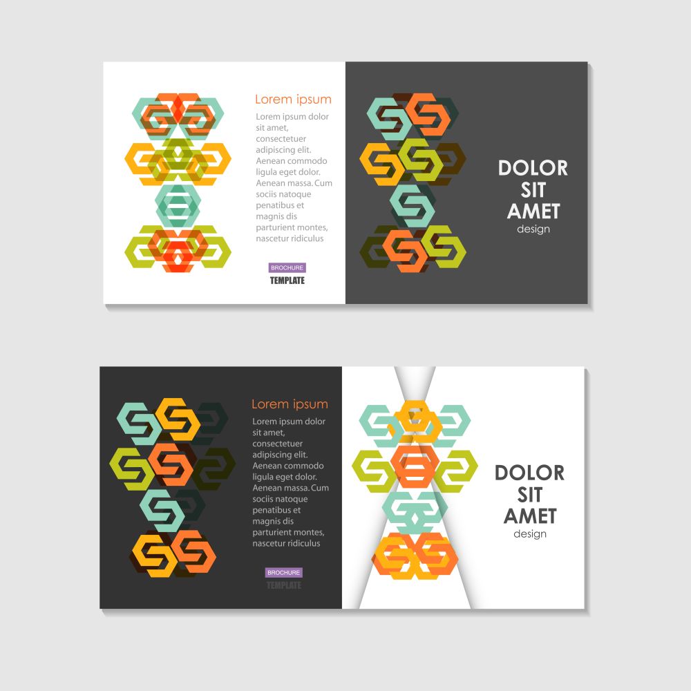 Two business brochure design layout template, with hexagon pattern.. Two business brochure design layout template, with hexagon pattern