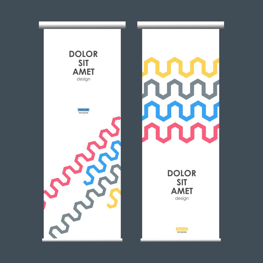 Roll up banner stand with abstract wave.. Roll up banner stand with abstract wave