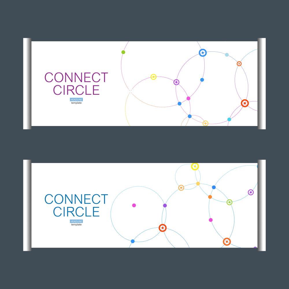Gorizontal template vector, x-banner with abstract connect circle.. Gorizontal template vector, x-banner with abstract connect circle