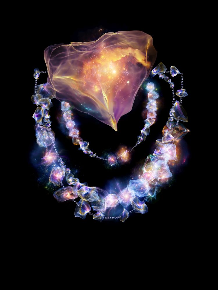 Jewels for Martian Girl series. Composition of colorful organic forms and lights with metaphorical relationship to jewelry, beauty, art, science, magic and imagination