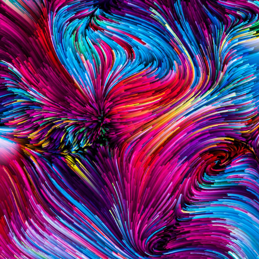 Color In Motion series. Creative arrangement of Flowing Paint pattern as a concept metaphor on subject of design, creativity and imagination to use as wallpaper for screens and devices