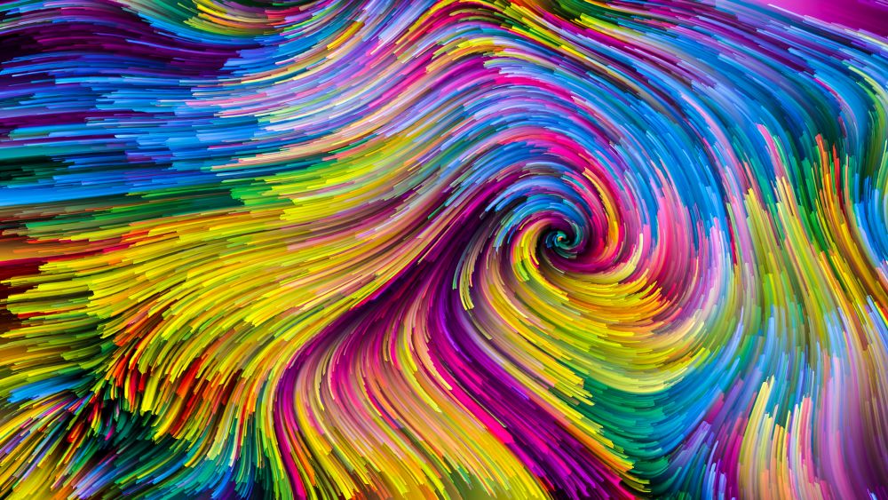 Color In Motion series. Design made of Flowing Paint pattern to serve as backdrop for projects related to design, creativity and imagination to use as wallpaper for screens and devices