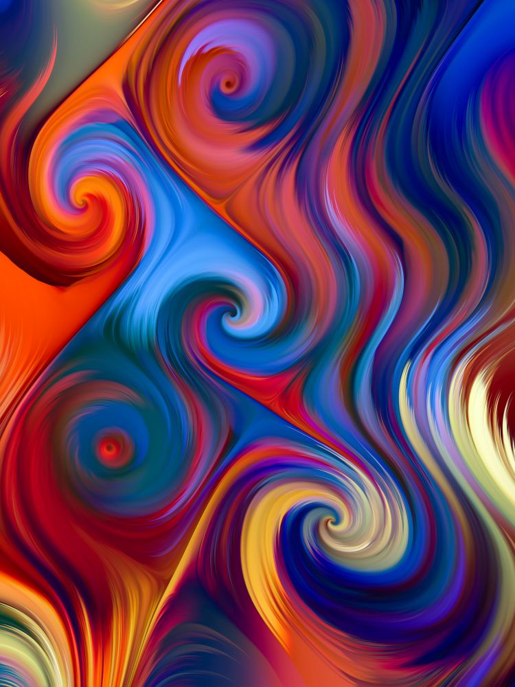 Color In Motion. Liquid Screen series. Image of vibrant flow of hues and gradients in conceptual relevance to art, design and technology
