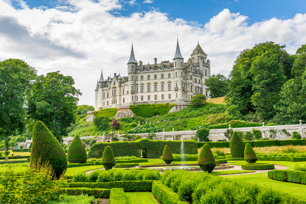 View of Dunrobin Castle with gardens, Scotland