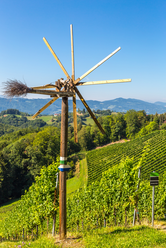 Windmill at vinyard in Southern Styria, Austria