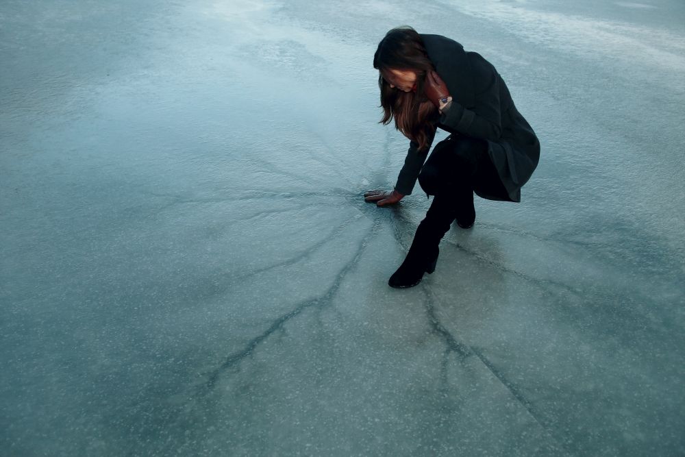 Girl on the ice crack