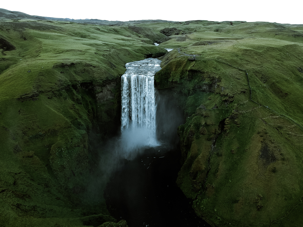 Icelandic waterfall from above