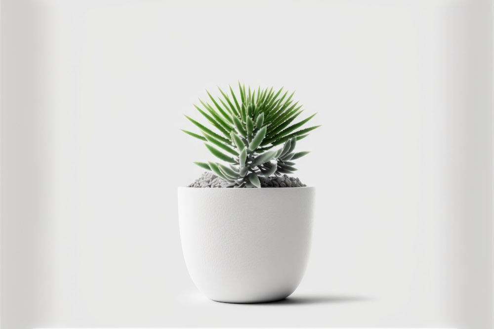 Plants in beautiful ceramic pot, Variety of species to use as decoration. Isolated on a white background. Generative AI