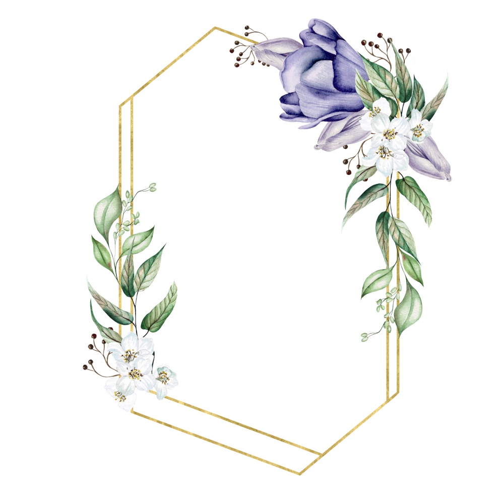 Flower cherry  blossom and  purple tulips, eucalyptus leaves. Floral wedding wreath. Watercolor illustration. Flower cherry  blossom and  purple tulips, eucalyptus leaves. Floral wedding wreath.