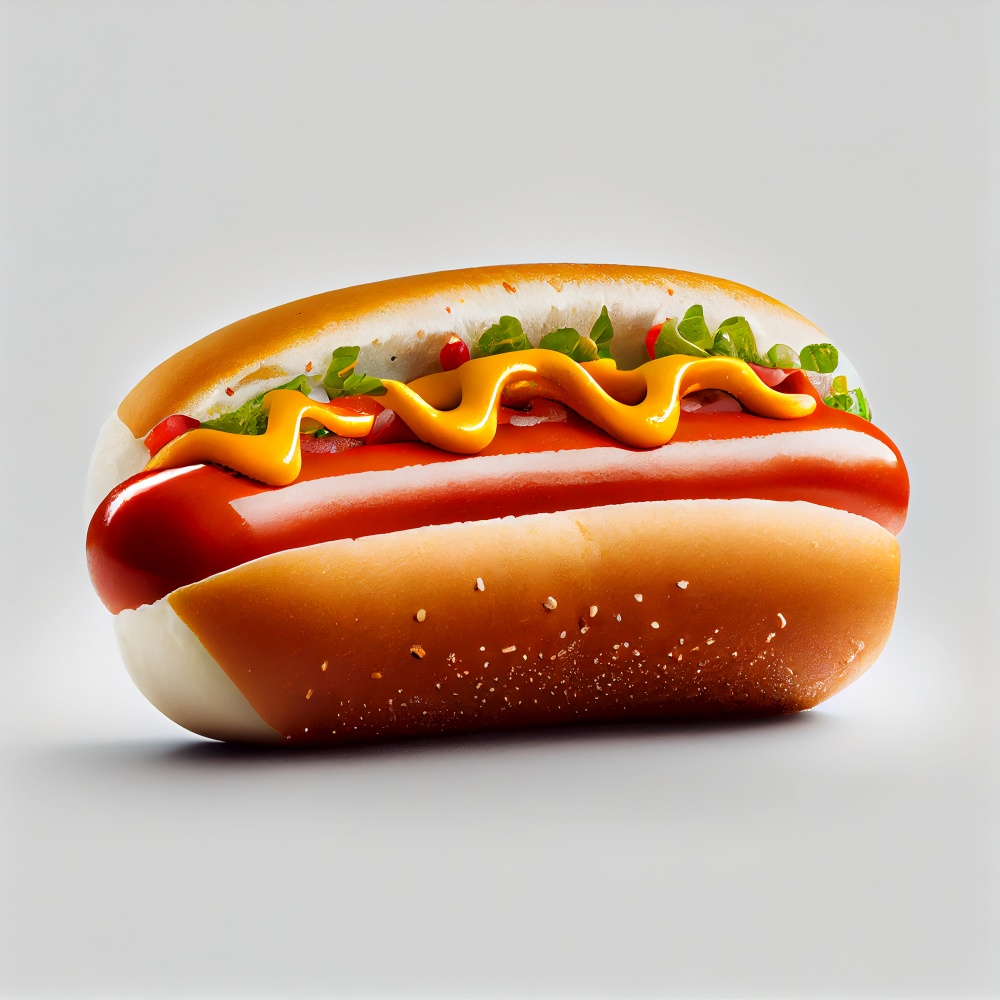 Hot Dog on the White Background. AI Generative